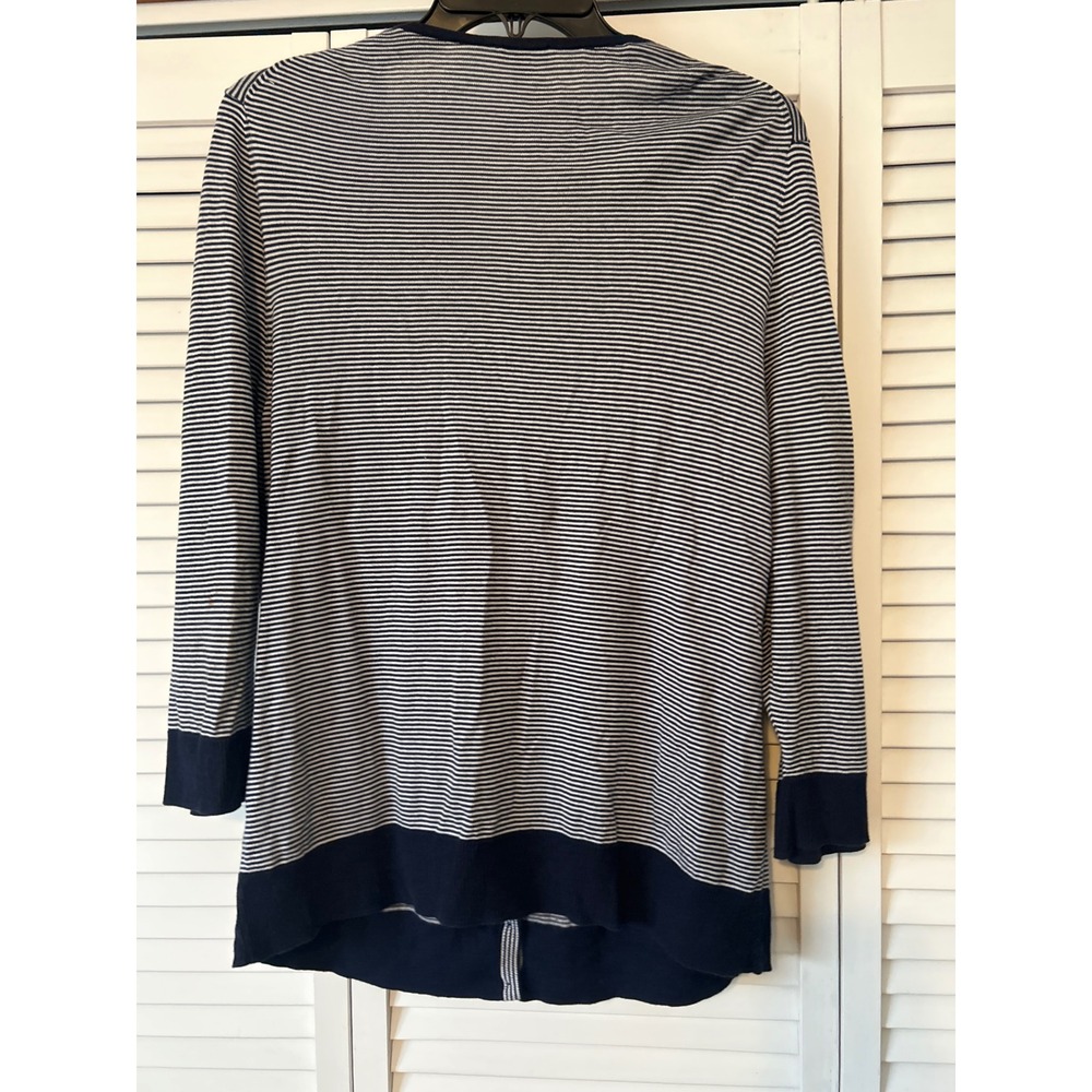 Talbots Striped Ruffle Front Button Cardigan XL N… - image 5